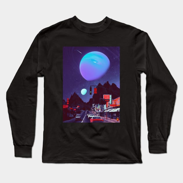 Night Out - Space Collage, Retro Futurism, Sci-Fi Long Sleeve T-Shirt by jessgaspar